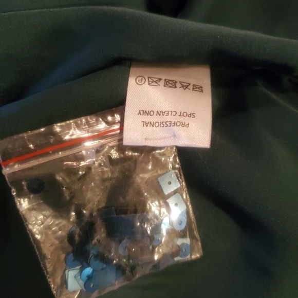 Rêve Riche Blue Sequin Long Sleeve Deep V Evening Dress Size 36 (US 4/6) - Picture 5 of 6